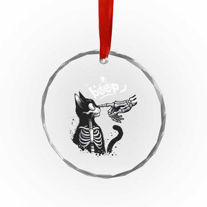 Black Cat Halloween Crystal Glass Ornament Skeleton Hand Boop TS14 Print Your Wear