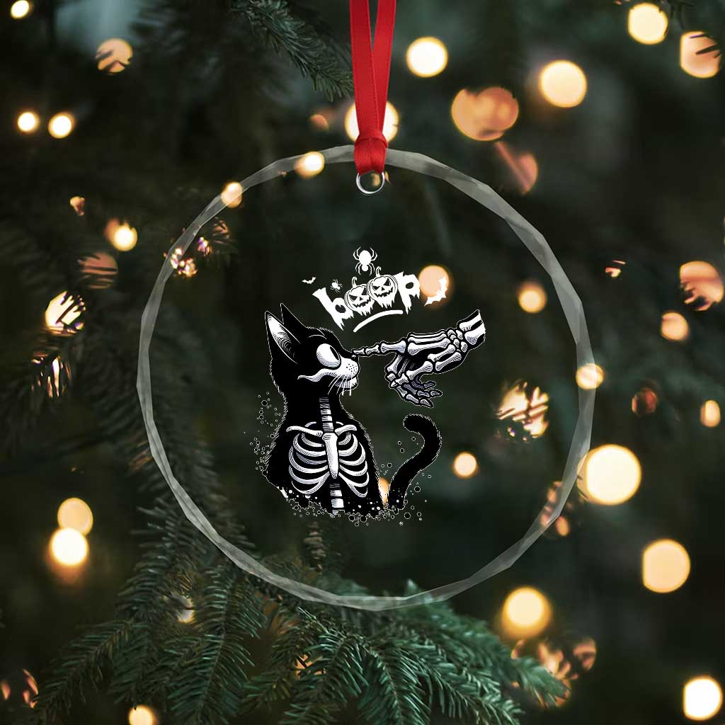 Black Cat Halloween Crystal Glass Ornament Skeleton Hand Boop TS14 Print Your Wear
