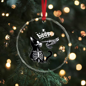Black Cat Halloween Crystal Glass Ornament Skeleton Hand Boop TS14 Print Your Wear