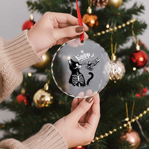 Black Cat Halloween Crystal Glass Ornament Skeleton Hand Boop TS14 Print Your Wear