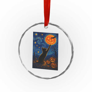 Black Cat Halloween Crystal Glass Ornament Starry Night Van Gogh TS14 Print Your Wear