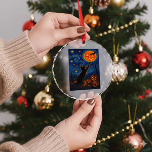 Black Cat Halloween Crystal Glass Ornament Starry Night Van Gogh TS14 Print Your Wear
