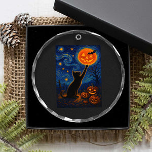 Black Cat Halloween Crystal Glass Ornament Starry Night Van Gogh TS14 Print Your Wear