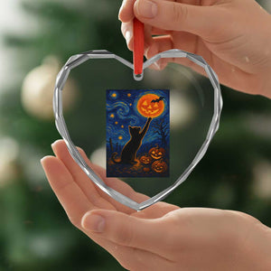 Black Cat Halloween Heart Crystal Glass Ornament Starry Night Van Gogh TS14 Print Your Wear