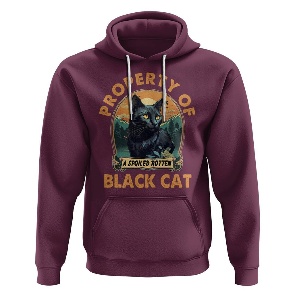 Black Cat Hoodie Property Of Black Cat TS02 Maroon Printyourwear