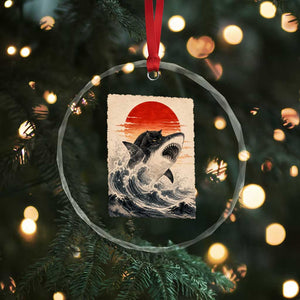 Black Cat Hunting Shark Ukiyo e Ocean Art Crystal Glass Ornament Funny Japanese Style Graphic TS11 Print Your Wear