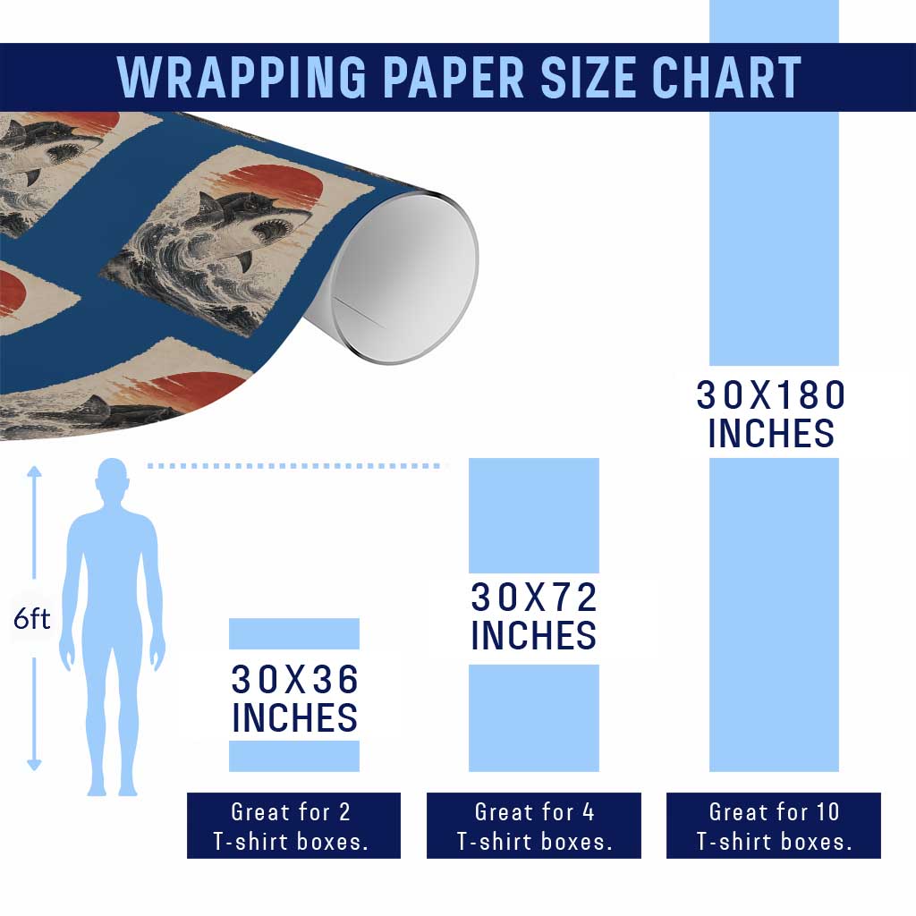 Black Cat Hunting Shark Ukiyo e Ocean Art Wrapping Paper Roll Funny Japanese Style Graphic TS11 Print Your Wear