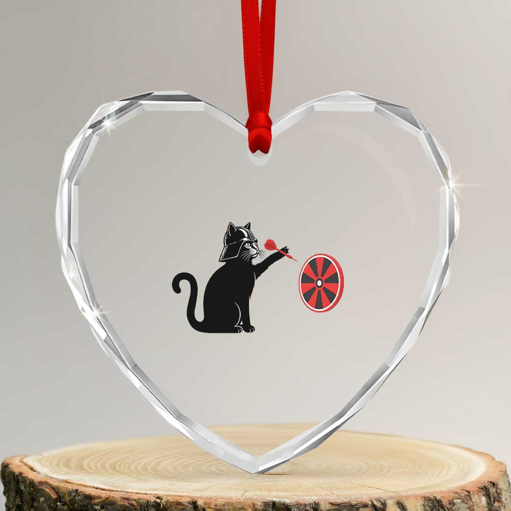 Black Cat Lord Darts Player Heart Crystal Glass Ornament Funny Space Scifi Dartist Gift TS12 Transparent Glass 3'' Heart Print Your Wear