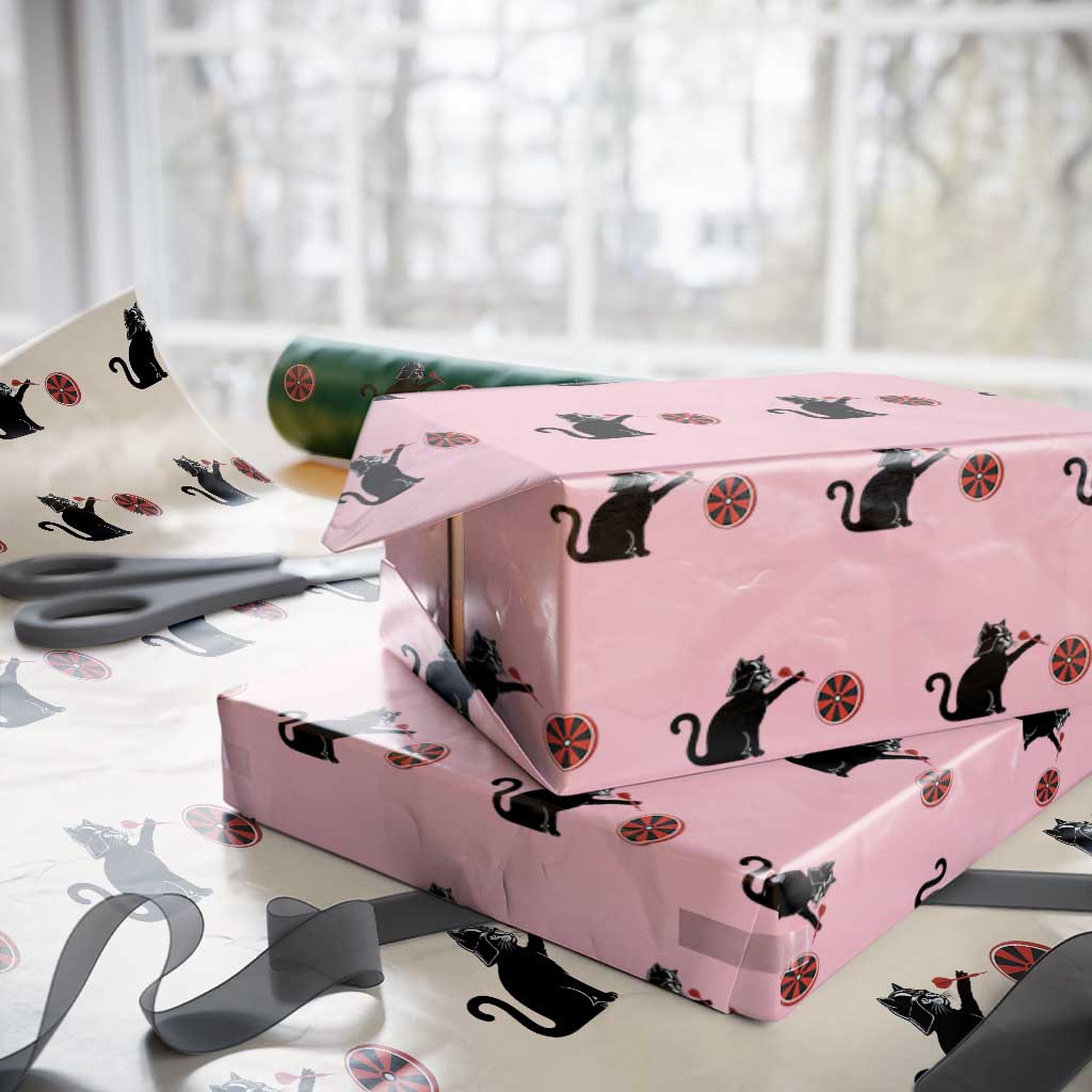 Black Cat Lord Darts Player Wrapping Paper Roll Funny Space Scifi Dartist Gift TS12 Light Pink Print Your Wear