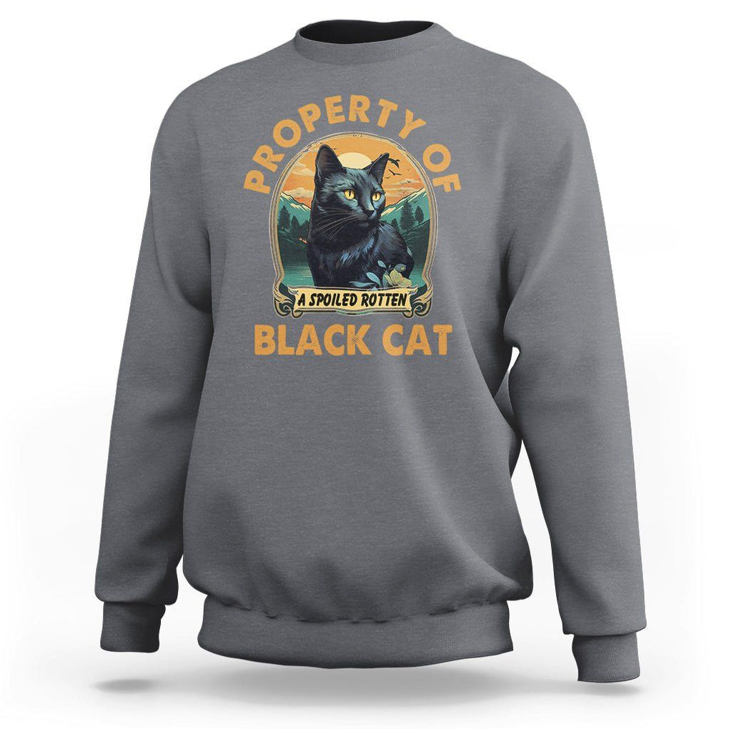 Black Cat Sweatshirt Property Of Black Cat TS02 Charcoal Printyourwear
