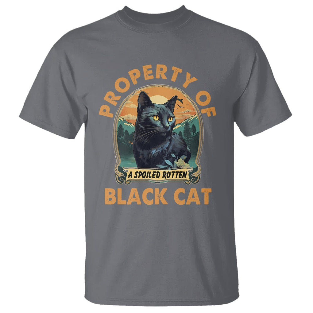 Black Cat T Shirt Property Of Black Cat TS02 Charcoal Printyourwear