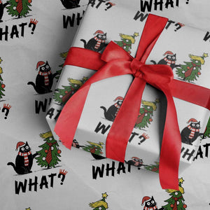Black Cat What Christmas Wrapping Paper Roll Anti Trump Protest TS14 White Print Your Wear