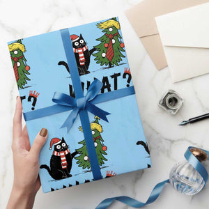 Black Cat What Christmas Wrapping Paper Roll Anti Trump Protest TS14 Light Blue Print Your Wear