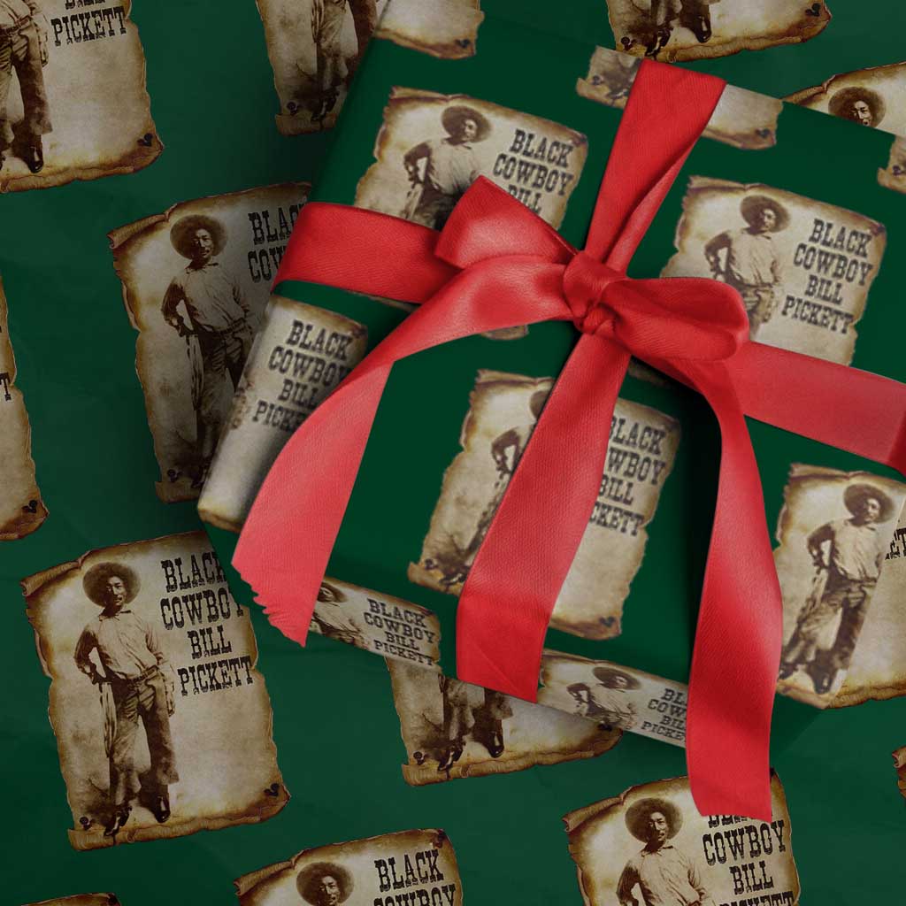 Black Cowboy Bill Pickett Wrapping Paper Roll African American Cowboys Black History TS10 Green Print Your Wear
