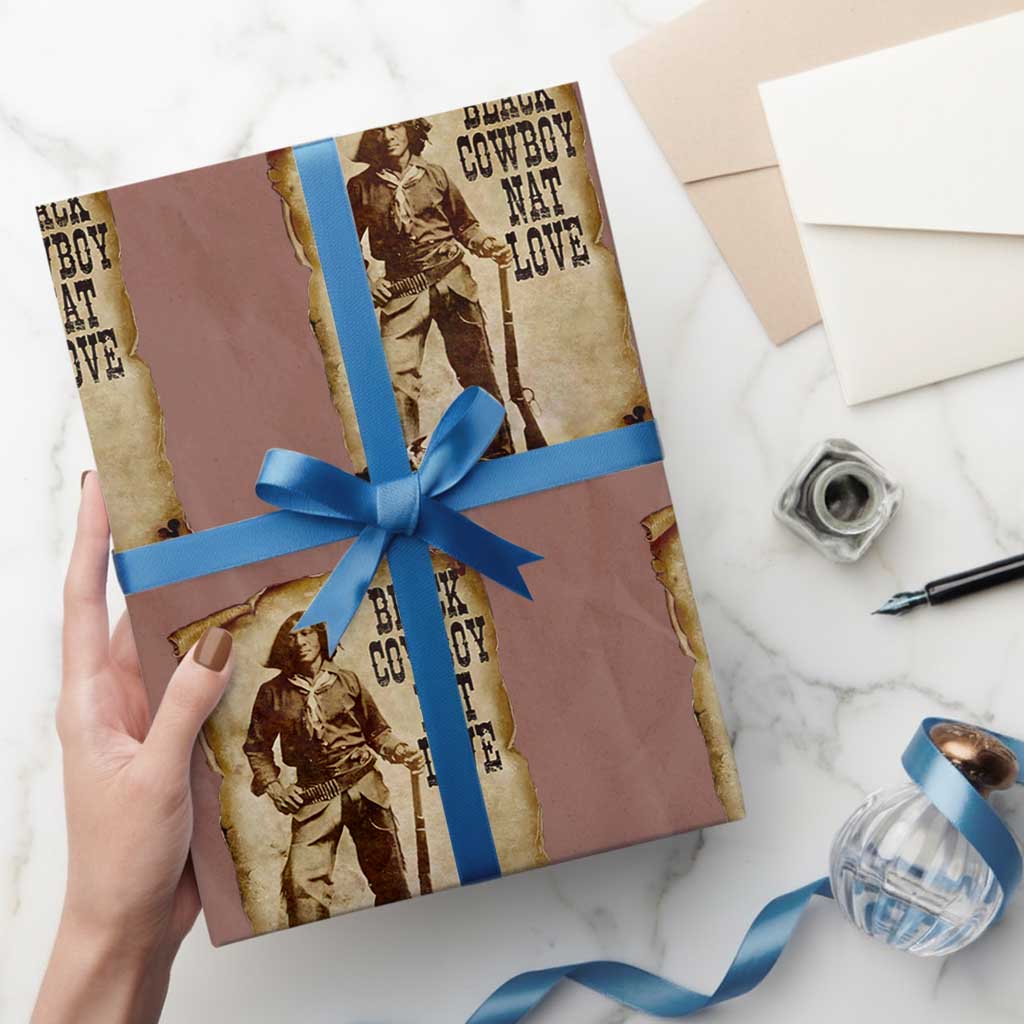 Black Cowboy Nat Love Wrapping Paper Roll African American Western Rodeo Melanin Black History Texas TS10 Mocha Print Your Wear