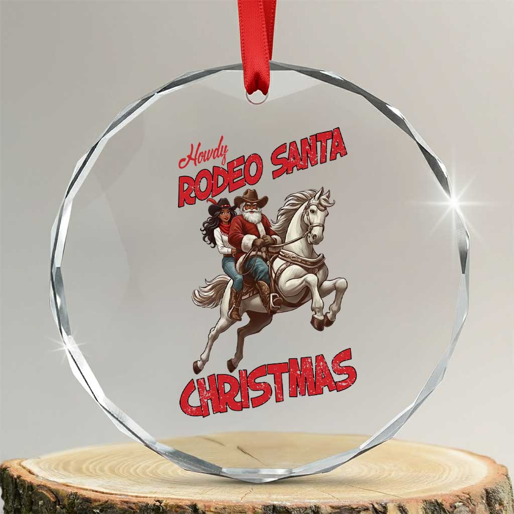 Black Cowboy Santa Christmas Crystal Glass Ornament African American Western - Print Your Wear