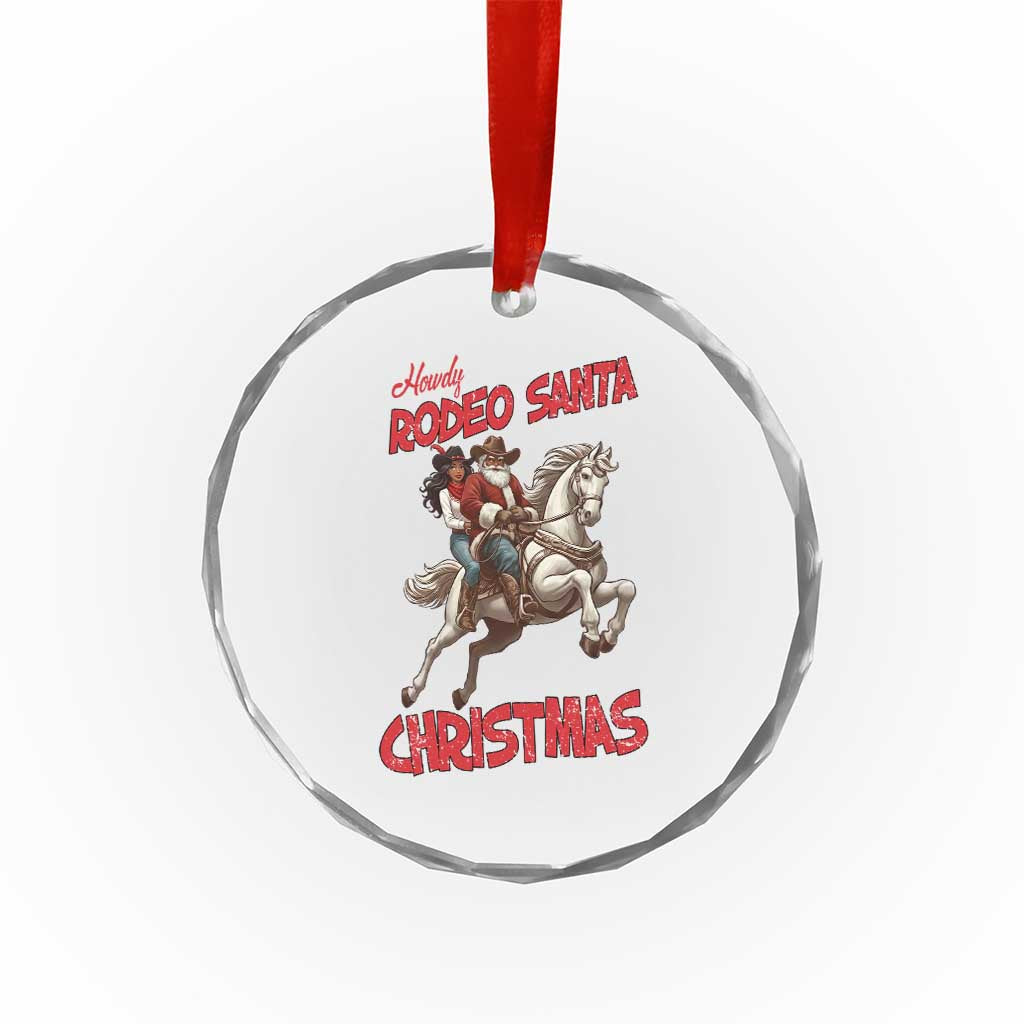 Black Cowboy Santa Christmas Crystal Glass Ornament African American Western - Print Your Wear
