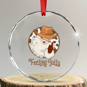 Black Cowboy Santa Christmas Crystal Glass Ornament Feeling Jolly TS14 Transparent Glass 3'' Circle Print Your Wear