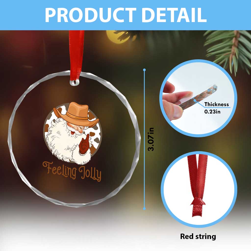 Black Cowboy Santa Christmas Crystal Glass Ornament Feeling Jolly TS14 Print Your Wear