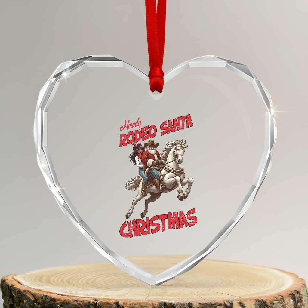 Black Cowboy Santa Christmas Heart Crystal Glass Ornament African American Western TS14 Transparent Glass 3'' Heart Print Your Wear