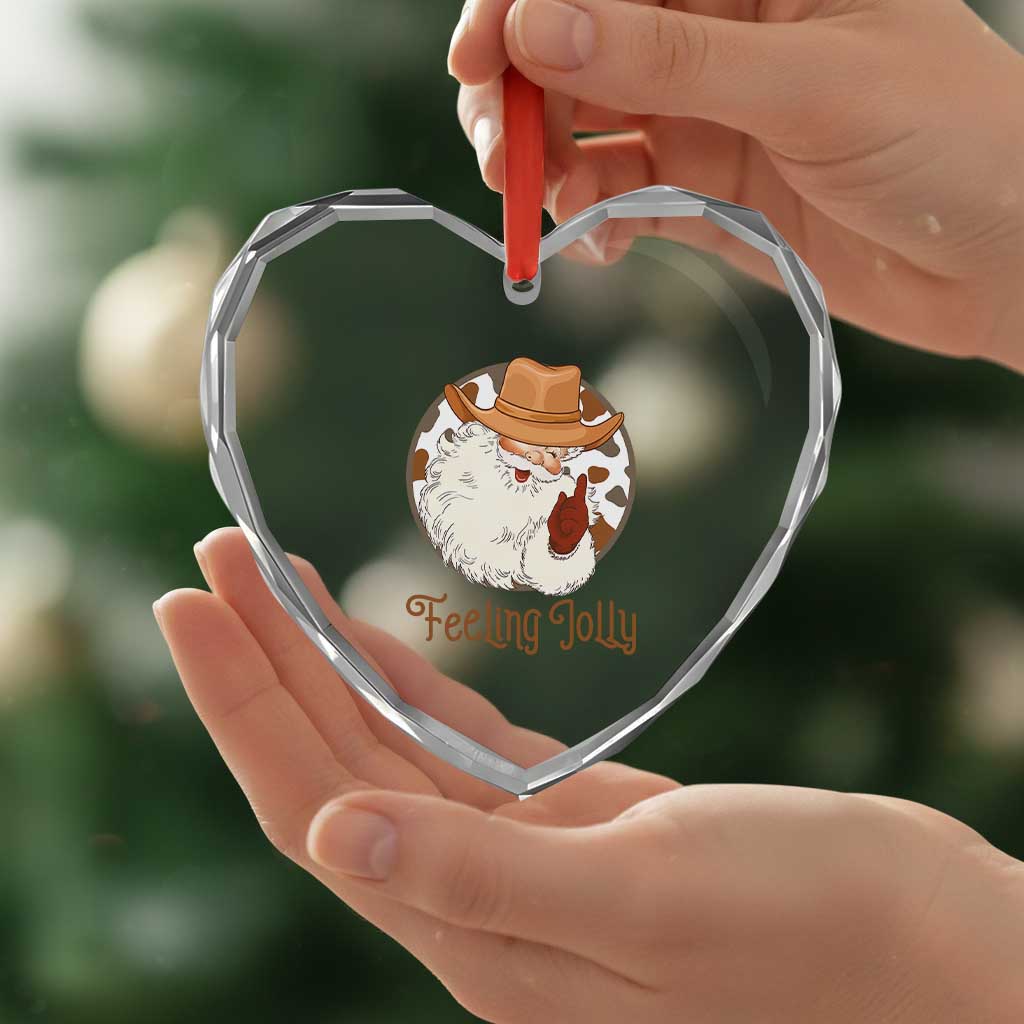 Black Cowboy Santa Christmas Heart Crystal Glass Ornament Feeling Jolly TS14 Print Your Wear