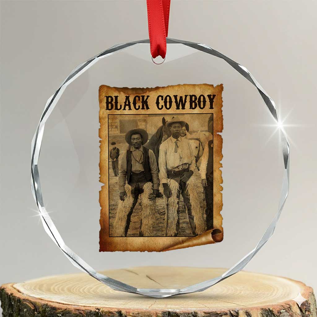 Black Cowboys Crystal Glass Ornament Vintage African American Western Black History TS10 Transparent Glass 3'' Circle Print Your Wear
