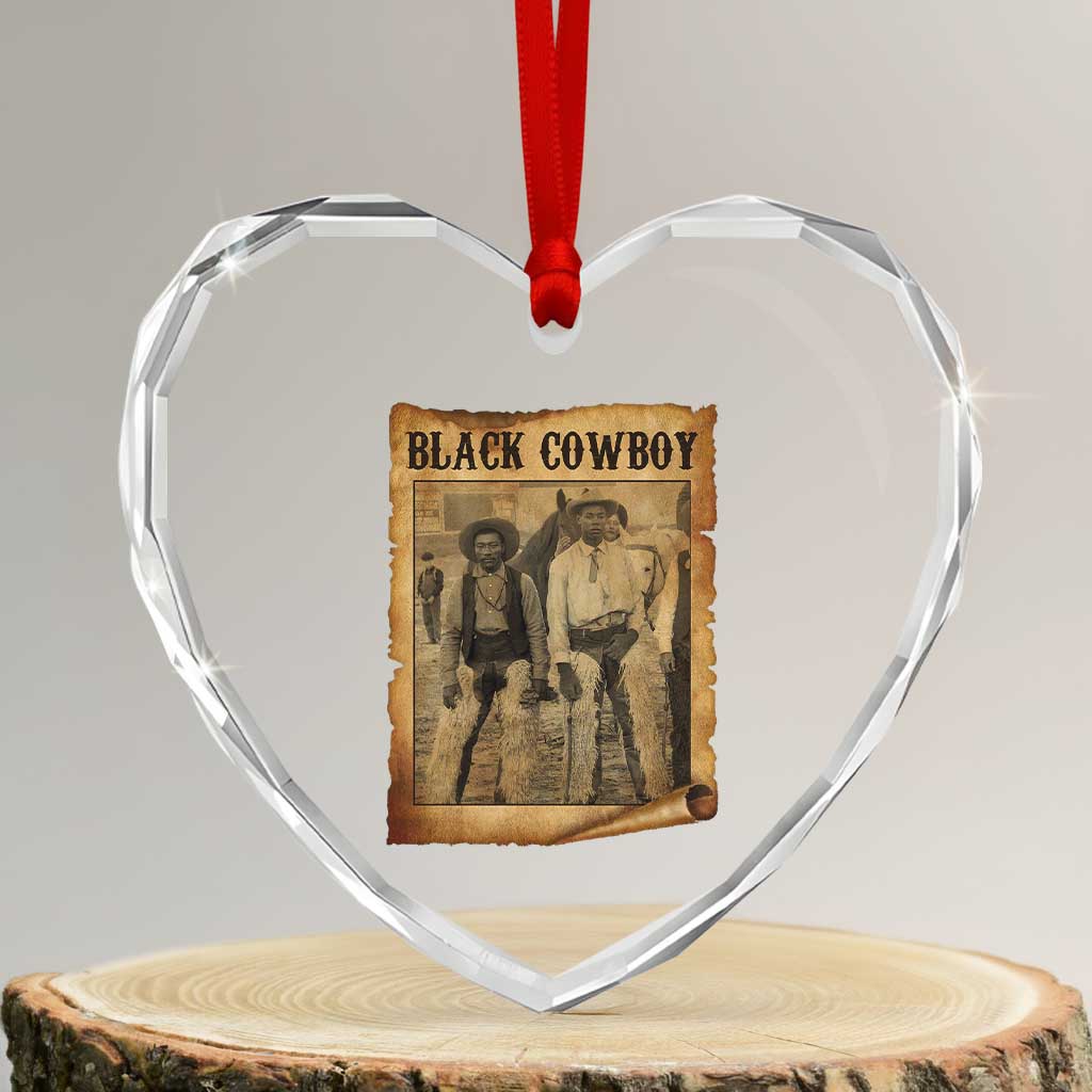 Black Cowboys Heart Crystal Glass Ornament Vintage African American Western Black History TS10 Transparent Glass 3'' Heart Print Your Wear