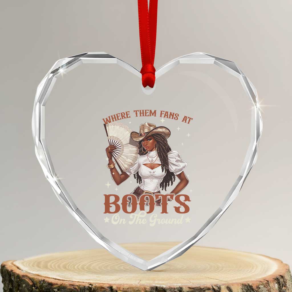 Black Cowgirl Heart Crystal Glass Ornament Where Them Fans At Boots On The Ground TS10 Transparent Glass 3'' Heart Print Your Wear