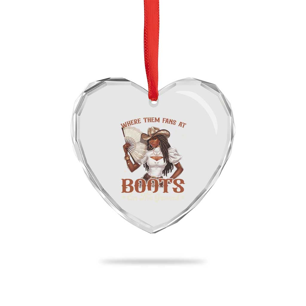 Black Cowgirl Heart Crystal Glass Ornament Where Them Fans At Boots On The Ground TS10 Print Your Wear