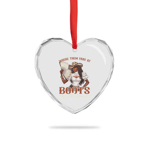 Black Cowgirl Heart Crystal Glass Ornament Where Them Fans At Boots On The Ground TS10 Print Your Wear