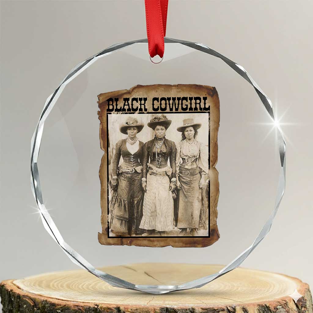 Black Cowgirl Pride Crystal Glass Ornament Western Black History Month Gift TS12 Transparent Glass 3'' Circle Print Your Wear