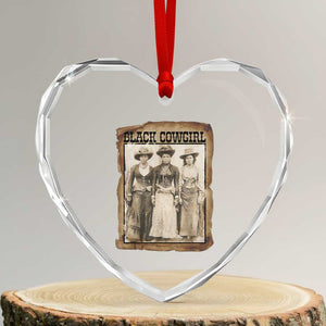 Black Cowgirl Pride Heart Crystal Glass Ornament Western Black History Month Gift TS12 Transparent Glass 3'' Heart Print Your Wear