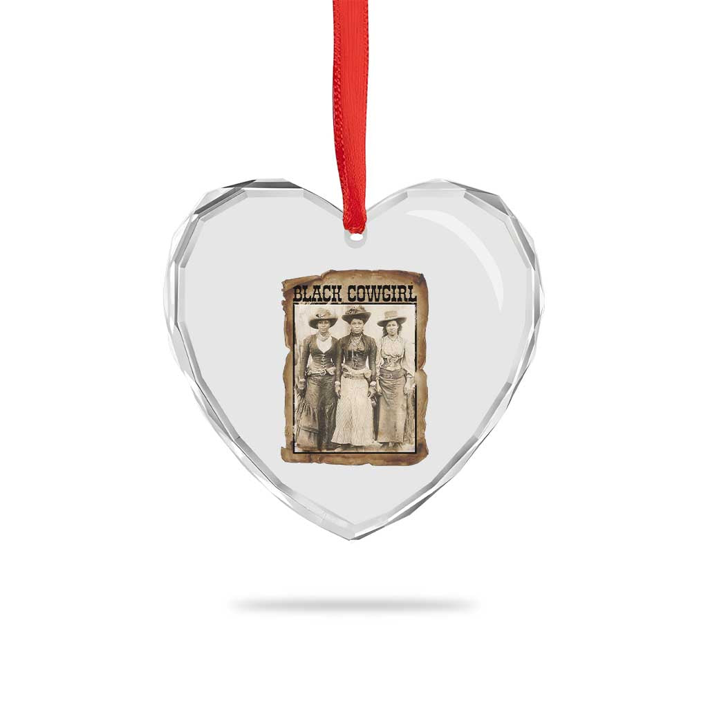 Black Cowgirl Pride Heart Crystal Glass Ornament Western Black History Month Gift TS12 Print Your Wear