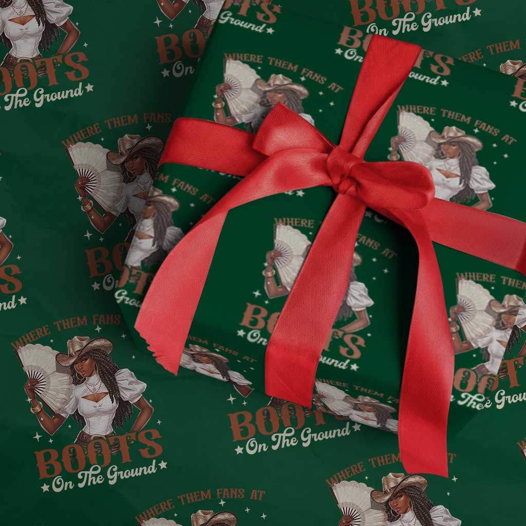 Black Cowgirl Wrapping Paper Roll Where Them Fans At Boots On The Ground TS10 Green Print Your Wear