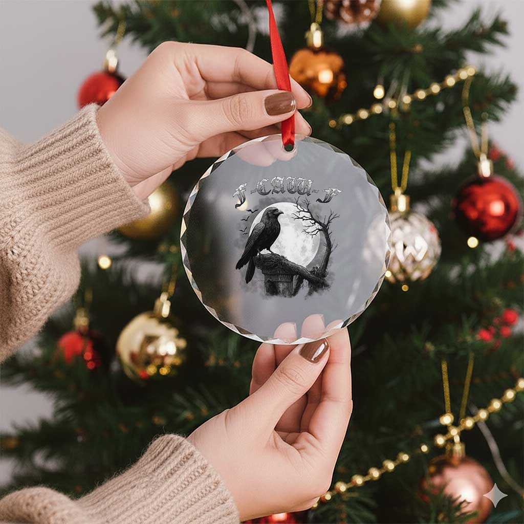 Black Crow F-Caw-F Crystal Glass Ornament Funny Raven Moon Gothic Adult Humor TS10 Print Your Wear