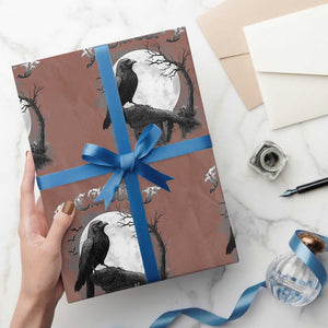 Black Crow F-Caw-F Wrapping Paper Roll Funny Raven Moon Gothic Adult Humor TS10 Mocha Print Your Wear