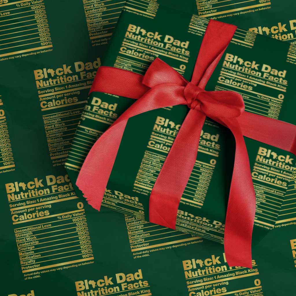 Black Dad Nutrition Facts Wrapping Paper Roll African American Fathers Day