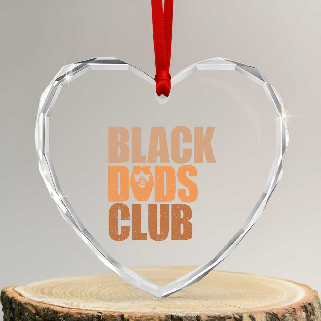 Black Dads Club Heart Crystal Glass Ornament African American Fathers Day Gift