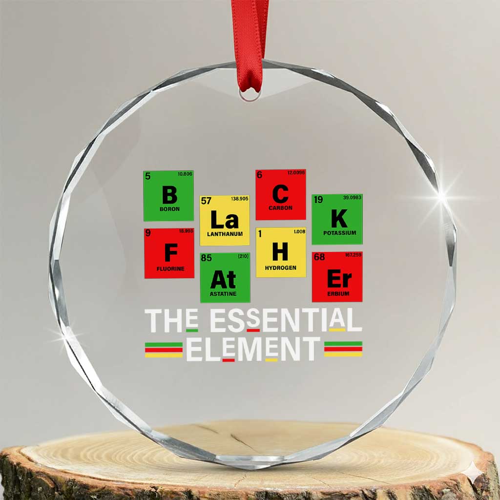 Black Father The Essential Element Crystal Glass Ornament Father's Day Juneteenth Chemistry Periodic Table TS11 Transparent Glass 3'' Circle Print Your Wear