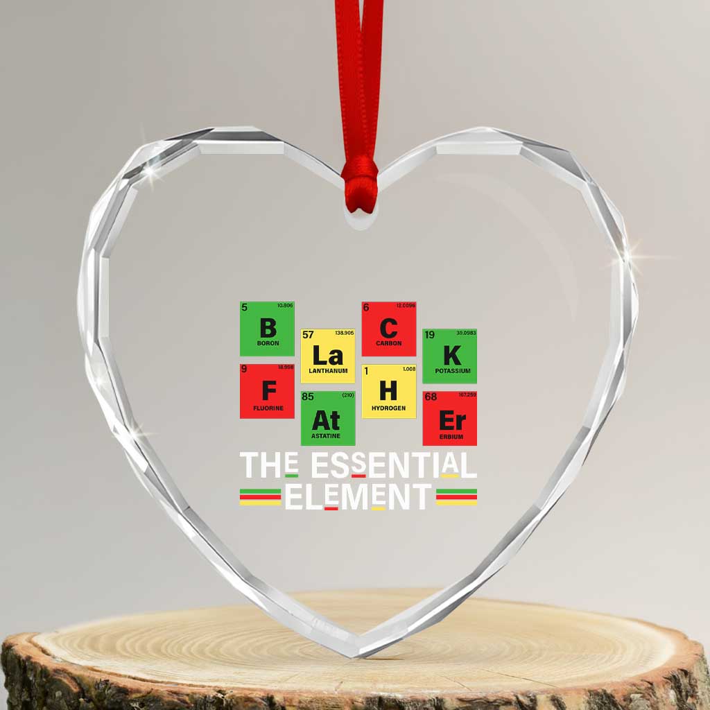 Black Father The Essential Element Heart Crystal Glass Ornament Father's Day Juneteenth Chemistry Periodic Table TS11 Transparent Glass 3'' Heart Print Your Wear