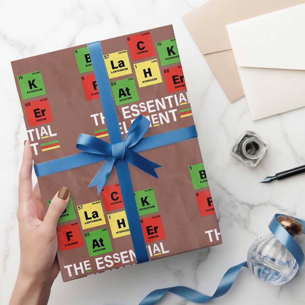 Black Father The Essential Element Wrapping Paper Roll Father's Day Juneteenth Chemistry Periodic Table TS11 Mocha Print Your Wear