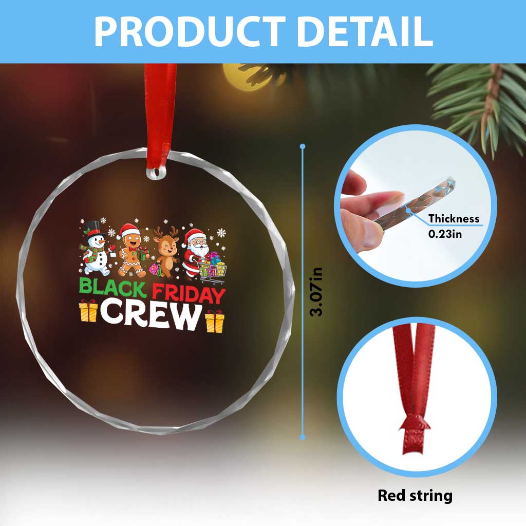Black Friday Crew Christmas Crystal Glass Ornament Funny Holiday Shopping Squad TS02 Print Your Wear