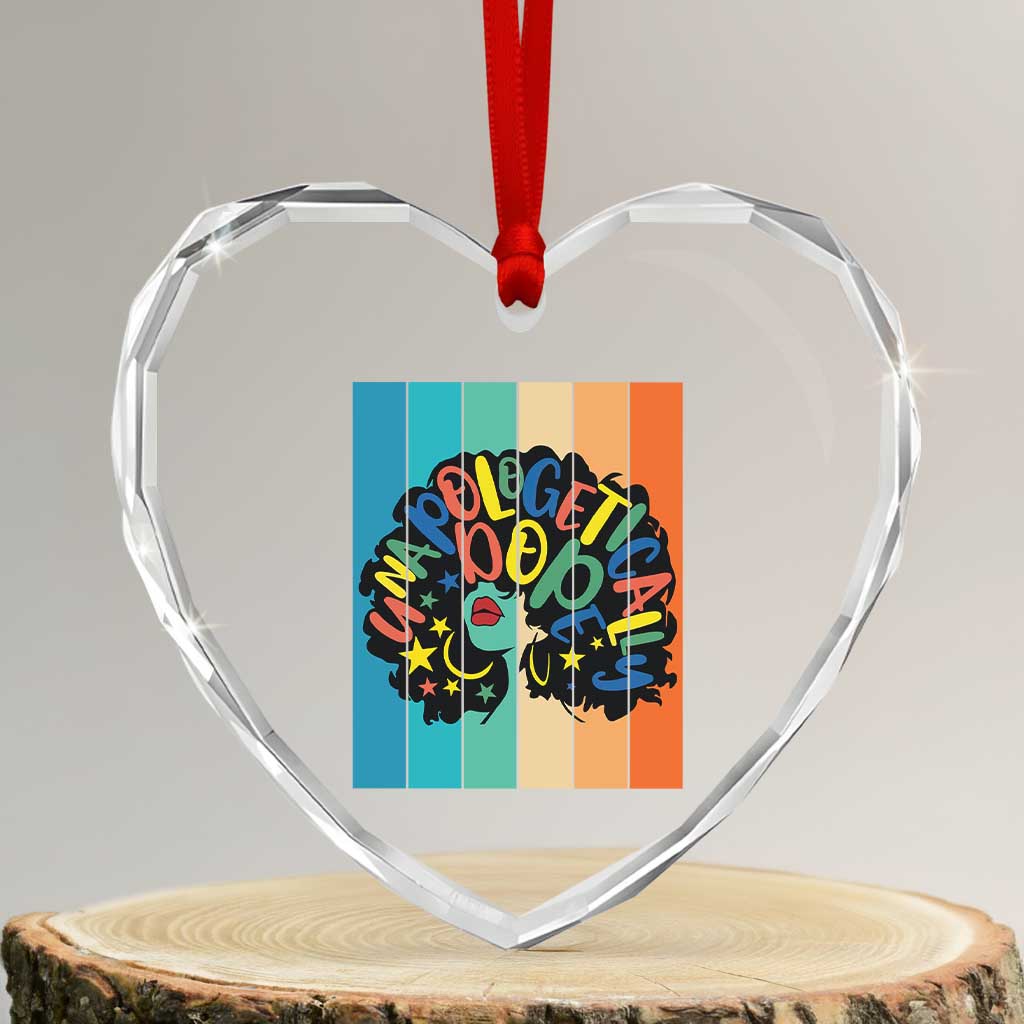 Black Girl Magic Pride Heart Crystal Glass Ornament Unapologetically Dope Retro Sunset TS12 Transparent Glass 3'' Heart Print Your Wear