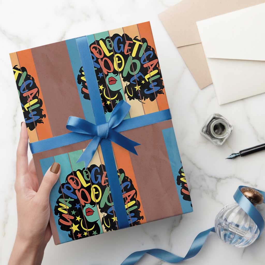 Black Girl Magic Pride Wrapping Paper Roll Unapologetically Dope Retro Sunset TS12 Mocha Print Your Wear