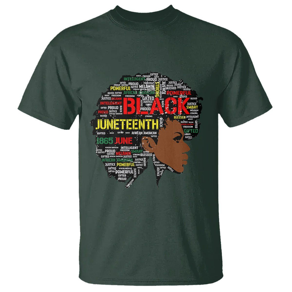 Black Heritage T Shirt For Melanin Black Women Natural Hair Afro Word Art TS01 Dark Forest Green Printyourwear