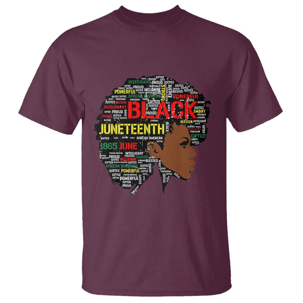 Black Heritage T Shirt For Melanin Black Women Natural Hair Afro Word Art TS01 Maroon Printyourwear