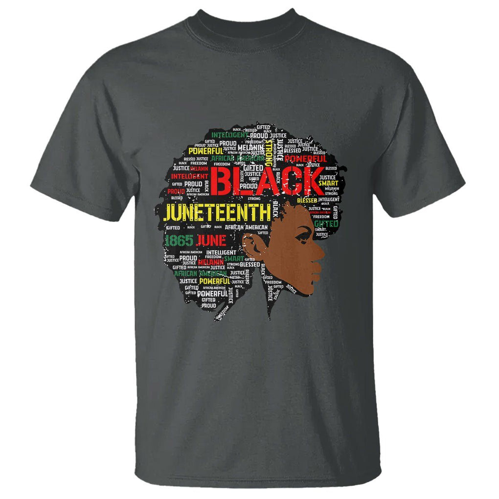 Black Heritage T Shirt For Melanin Black Women Natural Hair Afro Word Art TS01 Dark Heather Printyourwear