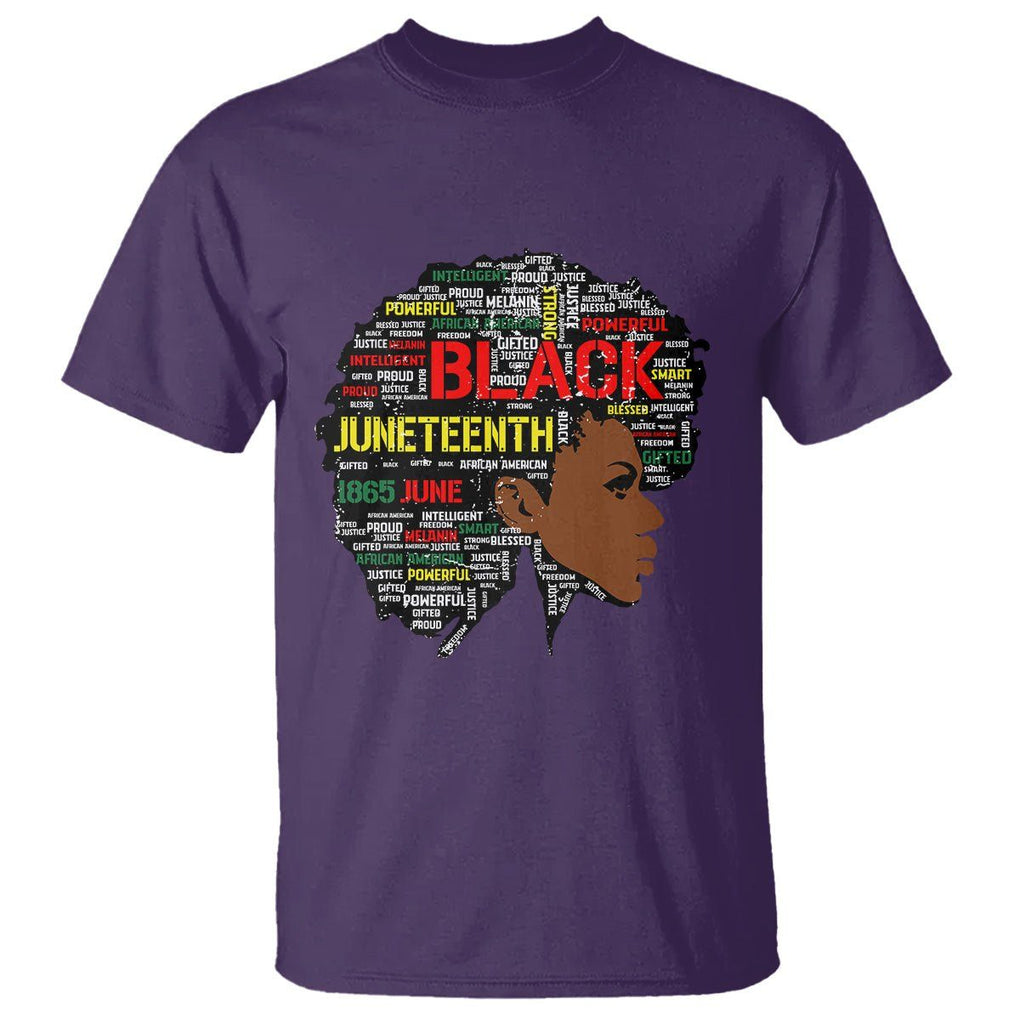 Black Heritage T Shirt For Melanin Black Women Natural Hair Afro Word Art TS01 Purple Printyourwear