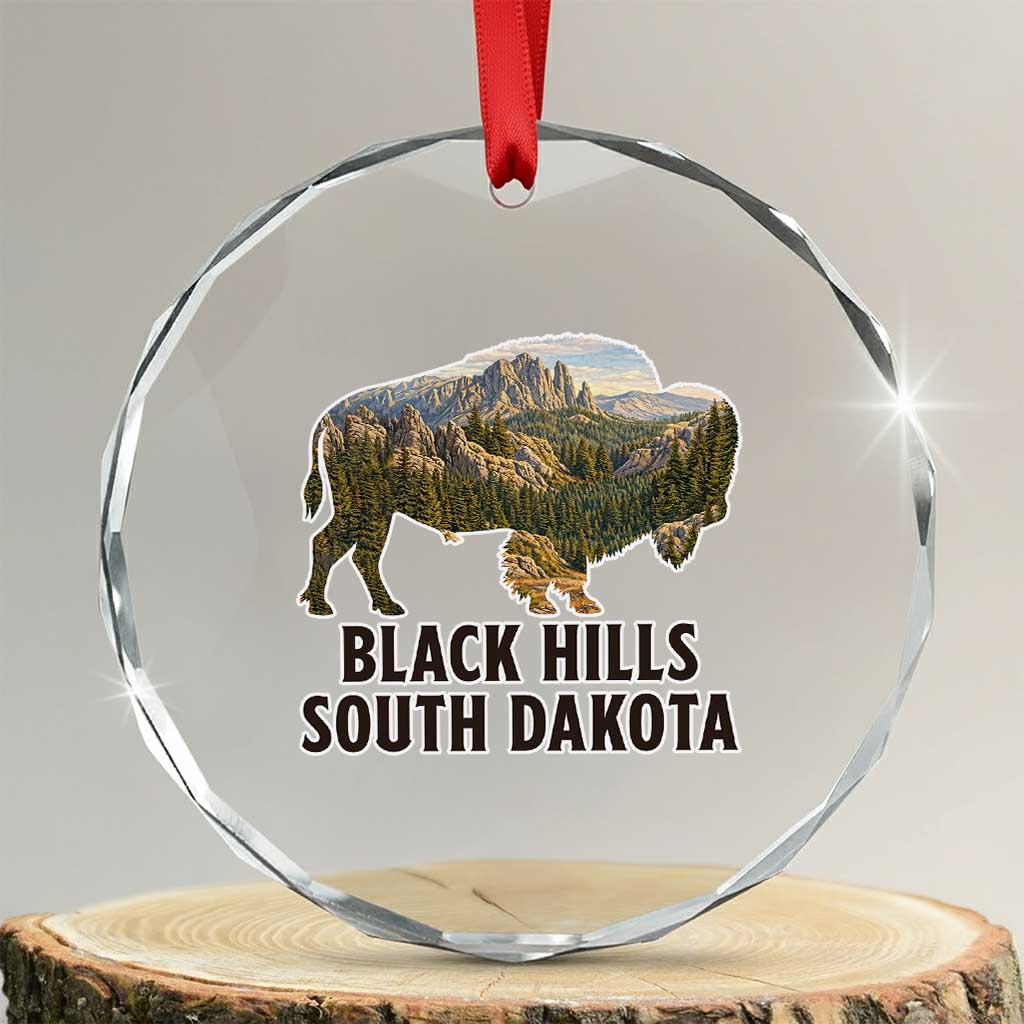 Black Hills South Dakota Bison Crystal Glass Ornament State Pride Gift TS12 Transparent Glass 3'' Circle Print Your Wear