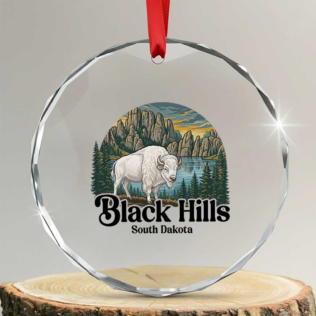Black Hills South Dakota White Buffalo Crystal Glass Ornament State Pride Gift TS12 Transparent Glass 3'' Circle Print Your Wear